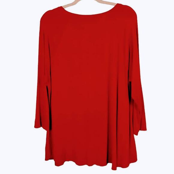 C EST. 1946 Womens XL Red Burnt Orange Graphic Print Tunic Top Shirt 3/4 Sleeve - Picture 2 of 6